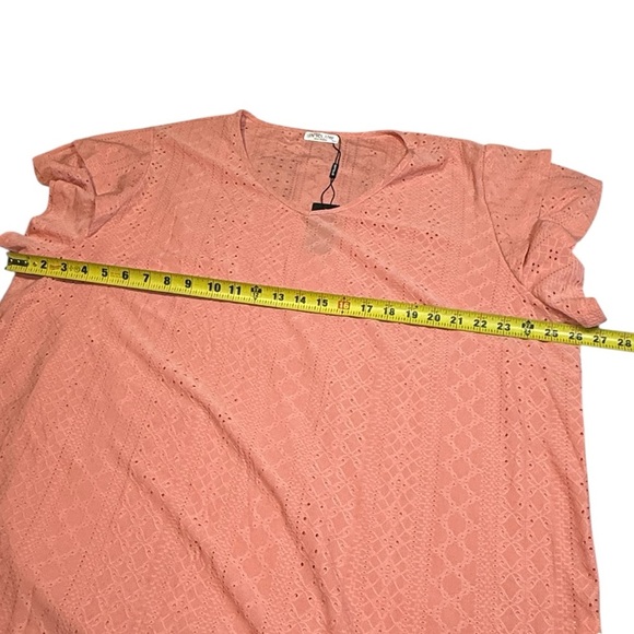 NEW In'Voland Women's Ruffle Sleeve Short Sleeve Blouse Size 22W Peach Coral - Picture 6 of 7